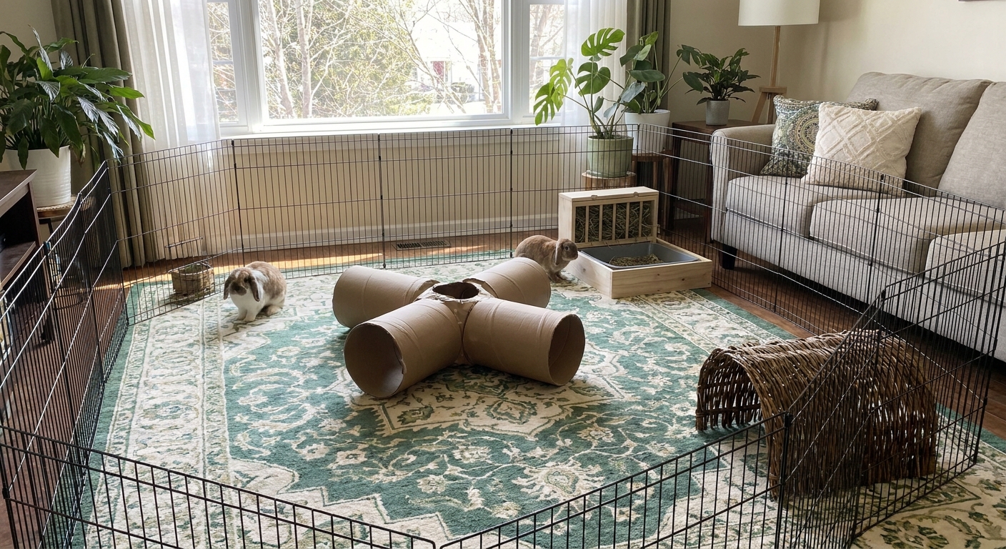 Indoor Playpen Setup for Rabbits and Guinea Pigs